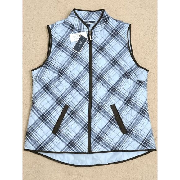 💙 NWT KAREN SCOTT Plaid Puffer Quilted Lightweight Vest SIZE L MSRP $47 - Picture 4 of 13